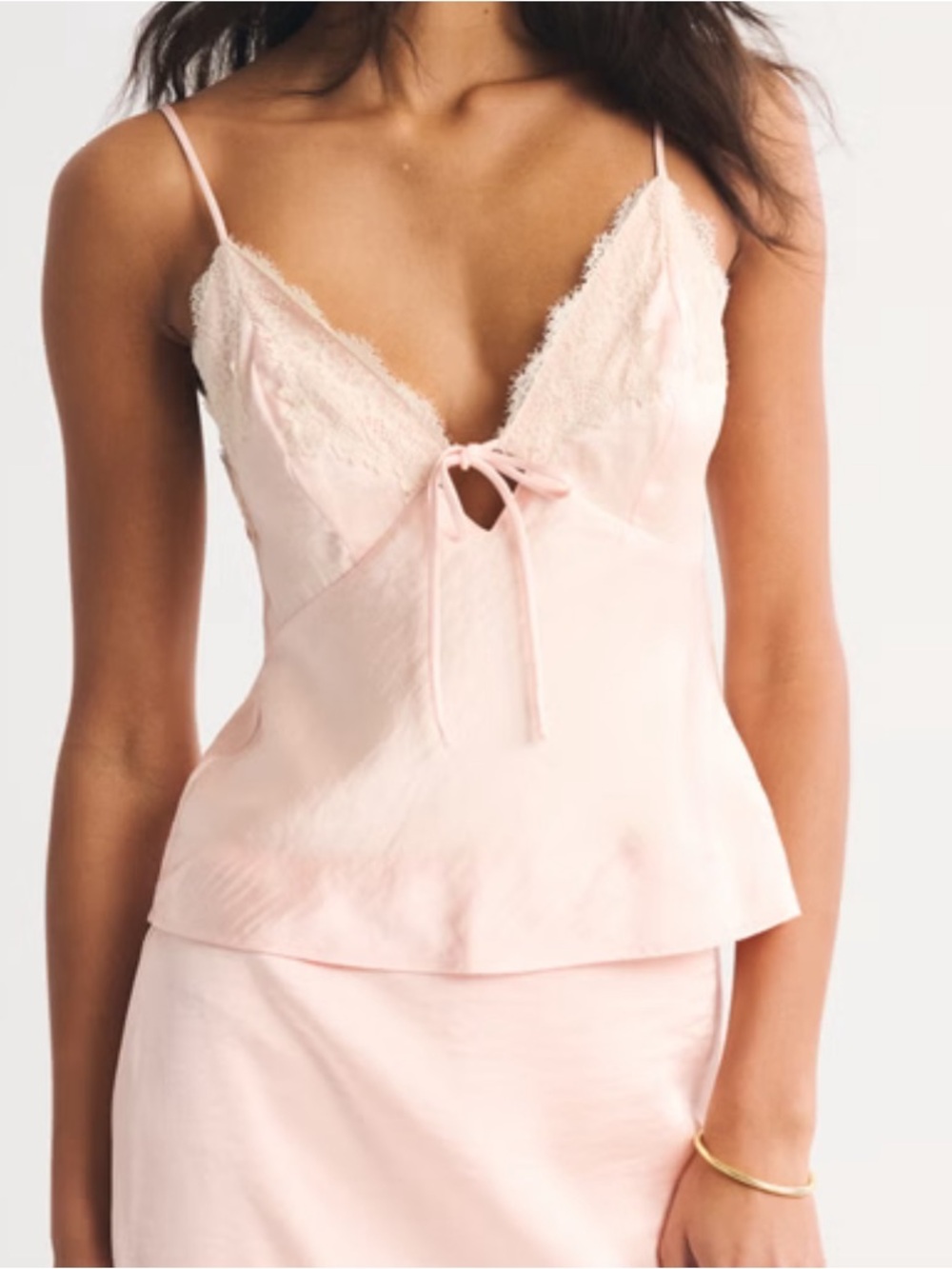 Abercrombie & Fitch Bella 2-in-1 Reversible Tie-Front Cami - Light Pink
